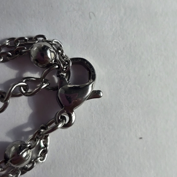 Double-Layer Silver Padlock Necklace - Picture 8 of 10